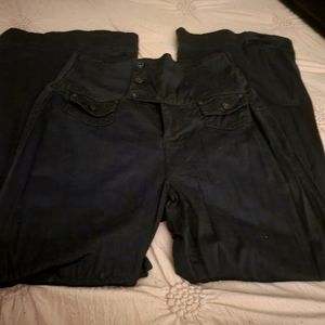 Black high waisted wide leg jeans.